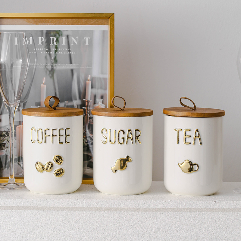 Ceramic Sugar Canister - Airtight Storage Container with Seal-Tight Lid