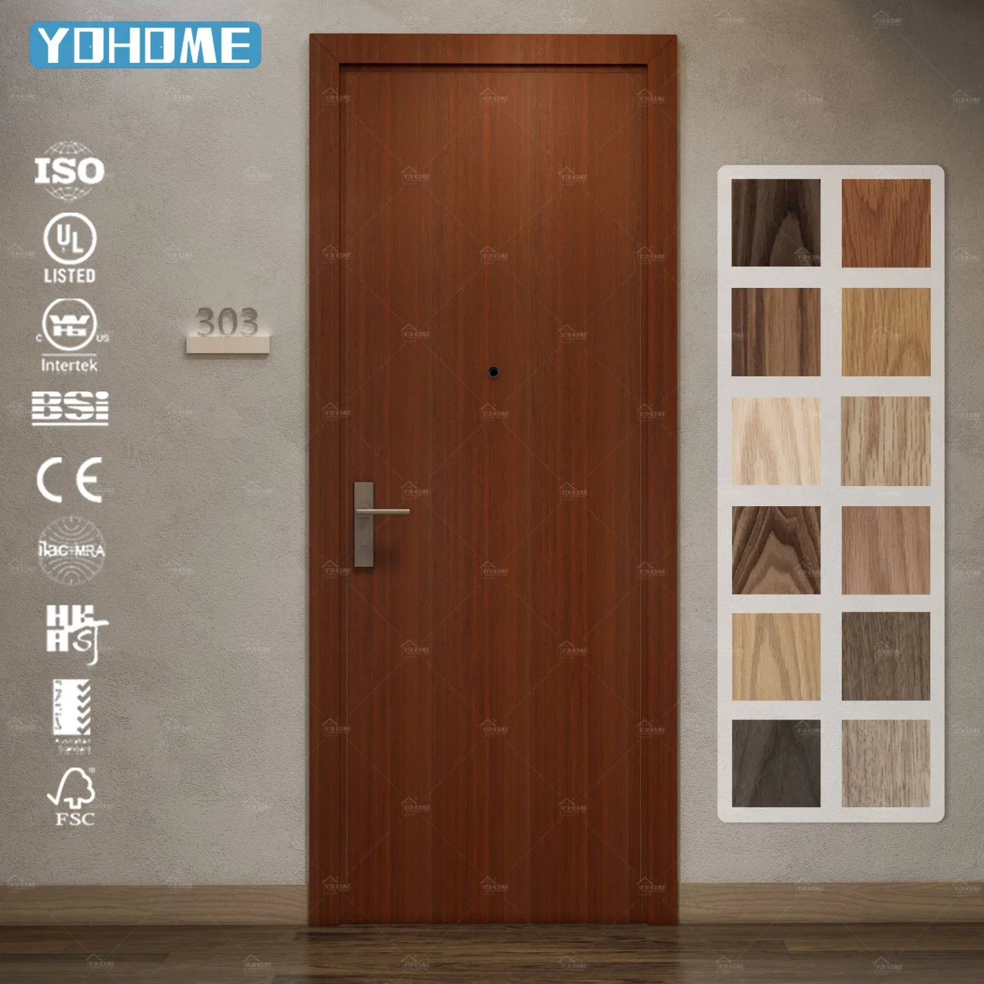 England Fire Door Factory Custom Modern Fd30 Fd60 Wooden Hotel Apartment Oak Veneer 44mm Thick Internal Doors