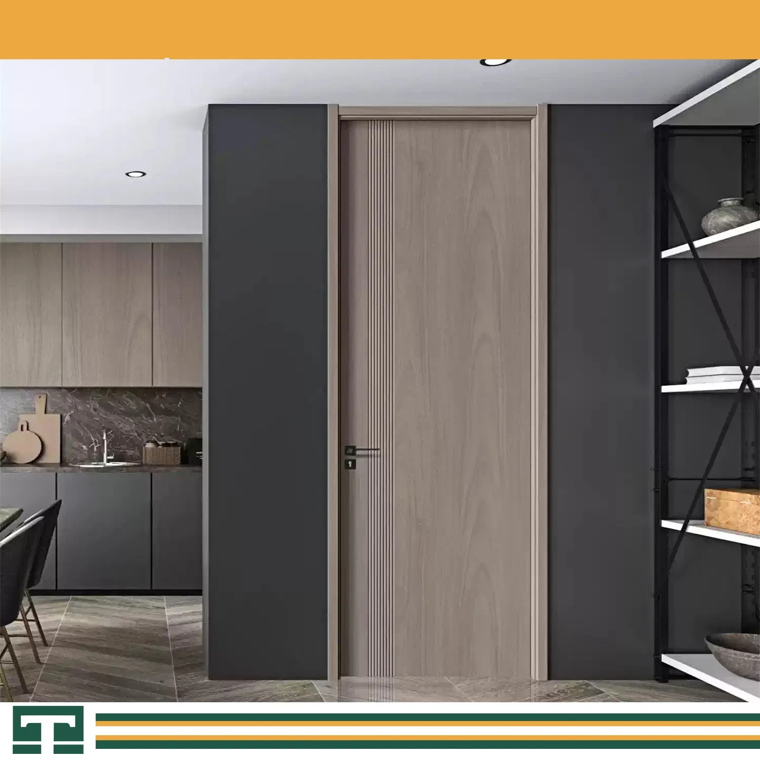 Custom Styles & Colors Interior Veneer MDF Wooden Timber Door Modern Walnut Color Melamine Composite Solid Wood Door for Hotel School Hospital Apartment Office