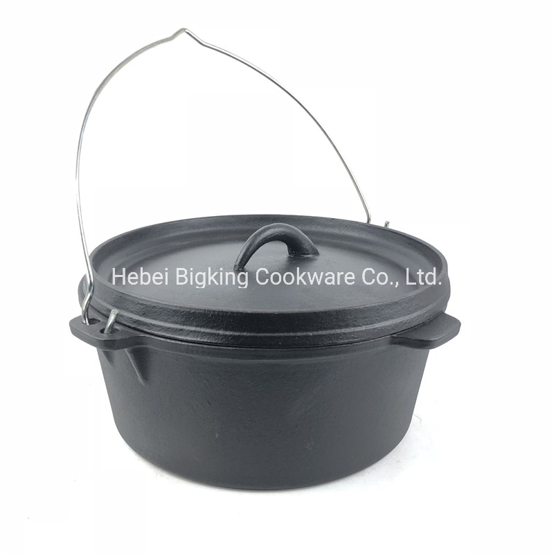 Three Legged Cast Iron Dutch Oven Camping Pot with Tripod