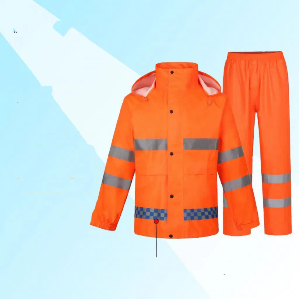 Fluorescent Green Windproof Protective Rain Coat with Pants Safety Waterproof Raincoat