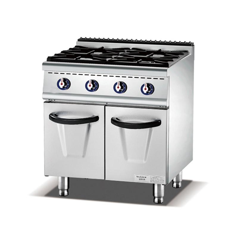 Commercial Gas Cooking Range 4 Burner Stove&Lave Rock Grill with Oven