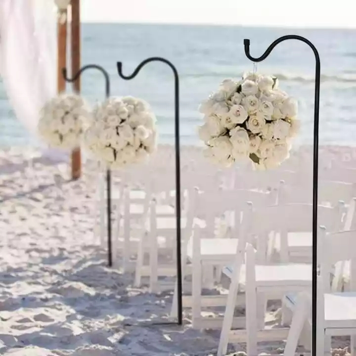 Adjustable Garden Black Metal Shepherds Hook for Wedding Decoration