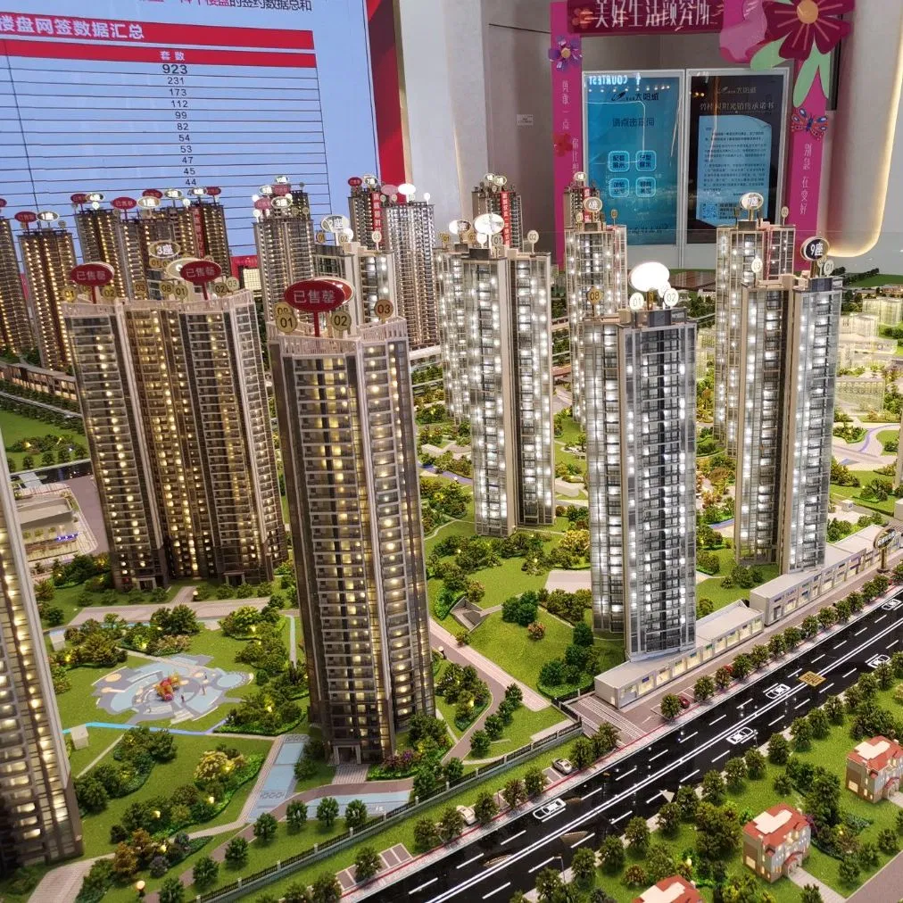 Real Estate Development Residential Building Sand Table Model with Dynamic Lighting