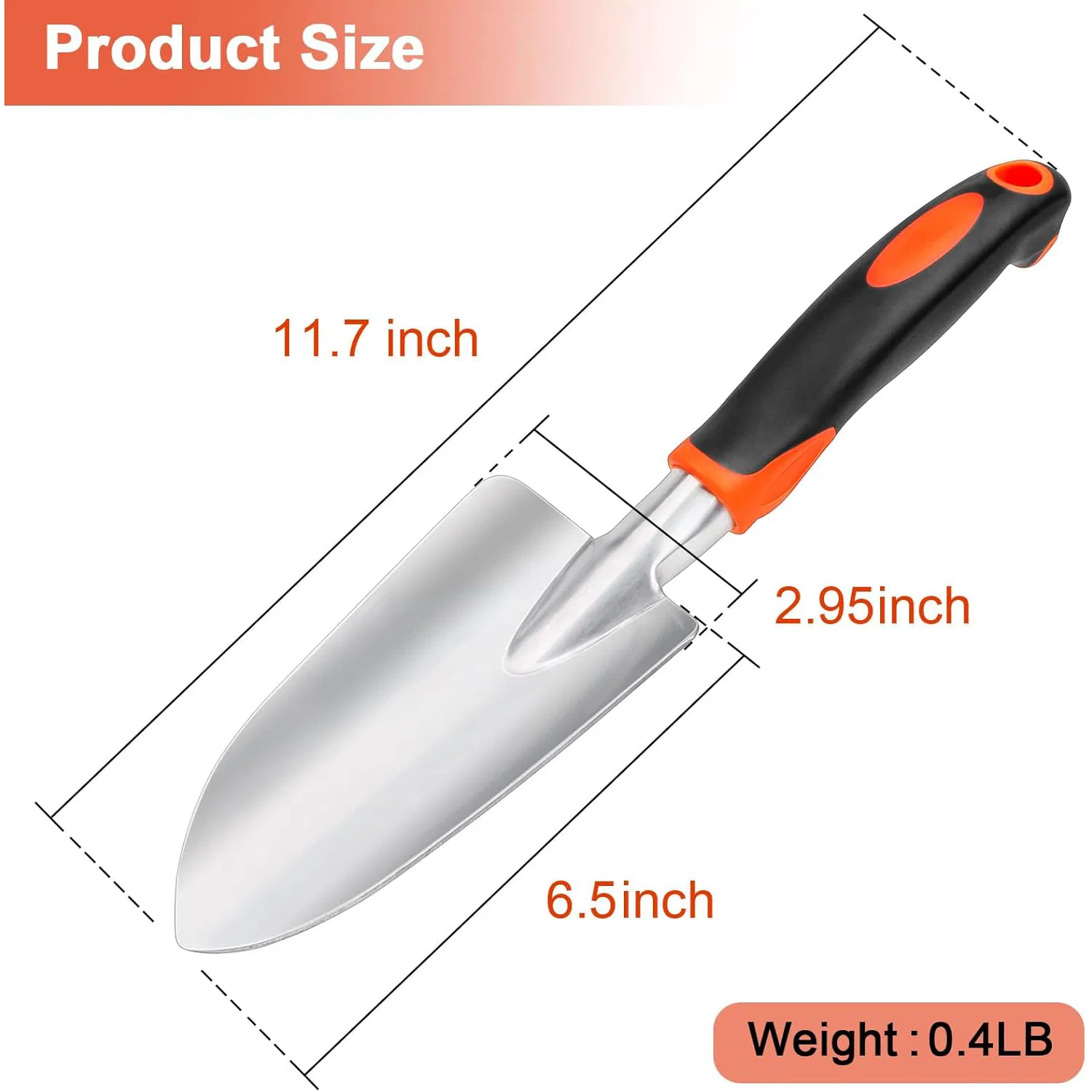Rust Resistant Heavy Duty Hand Garden Shovel with Ergonomic Handle