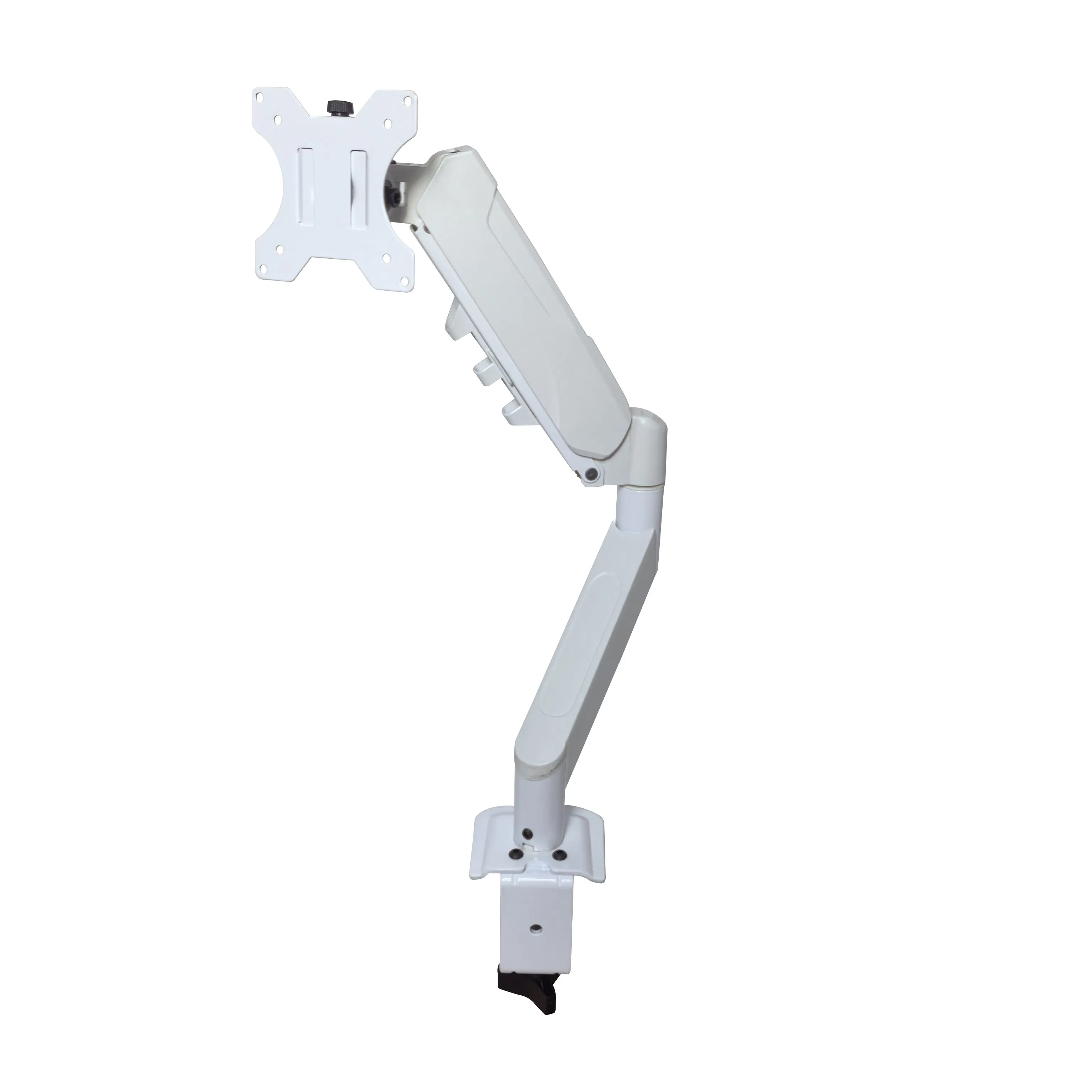 Factory OEM ODM Desktop Stand LCD Dual Arm Monitor Stand Mount Max Vesa100*100 Max 9kgs Office Computer Screen Bracket White Aluminum