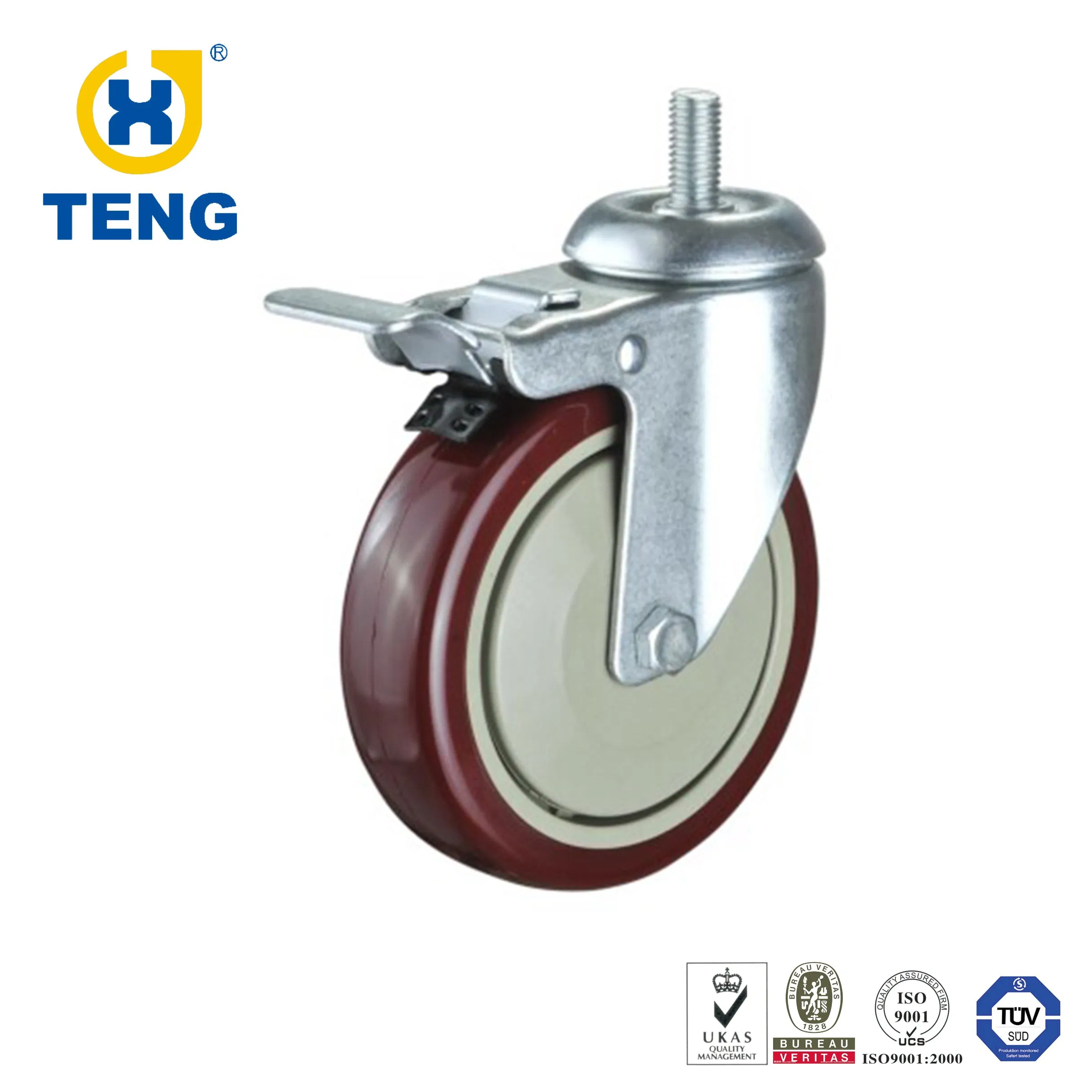 High Quality Industrial Castor 75mm Screw Thread PU Caster Wheels