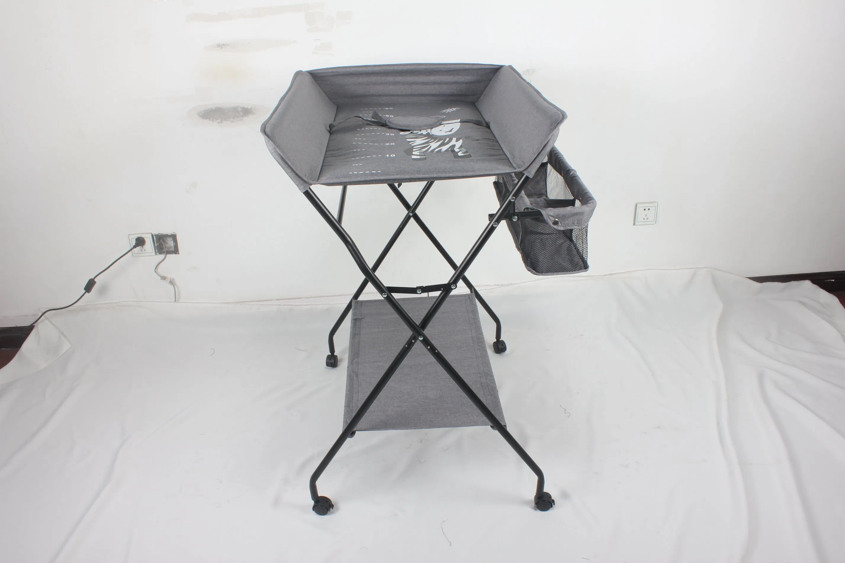 Foldable Baby Diaper Changing Table with 4 Wheels Folding Portable Changing Table