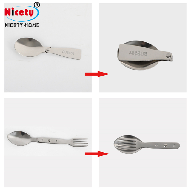 Kitchen Utensil Dinnerware Hand Tool Folding Camping cutlery Set with Fork and Spoon