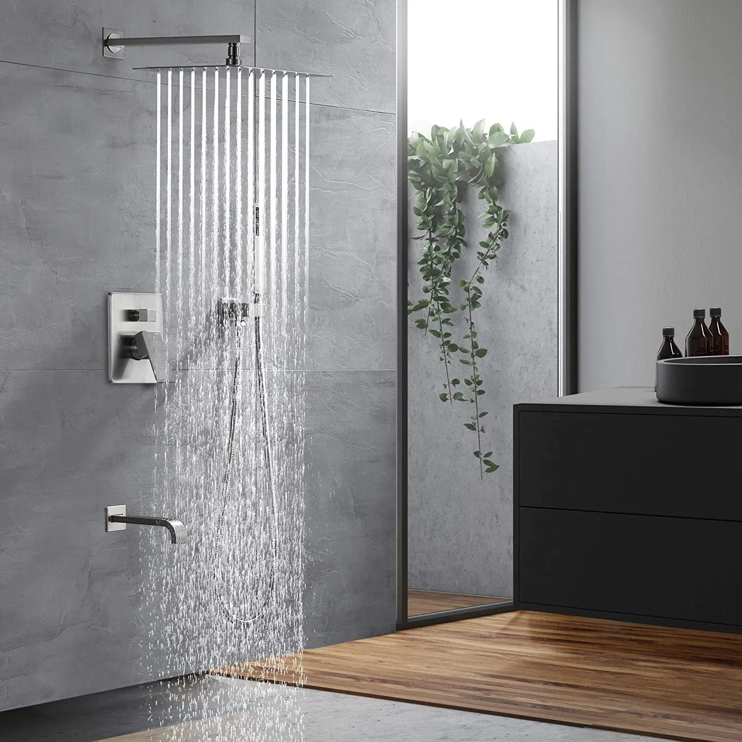 Luxury Cupc Hidden Wall Concealed Rain Shower Mixer Set System Bathroom Large Rain Shower Heads Cabesal De Ducha