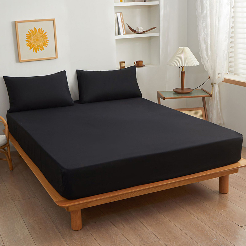 Wholesale Microfiber Hotel Home Textile Black Bedspread Mattress Cover Fitted Bed Sheet