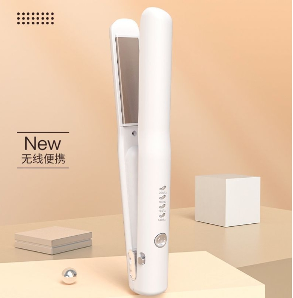 Mini Wireless Rechargeable Hair Straightener & Curling Iron - Portable USB Flat Iron for Straightening and Curling Hair