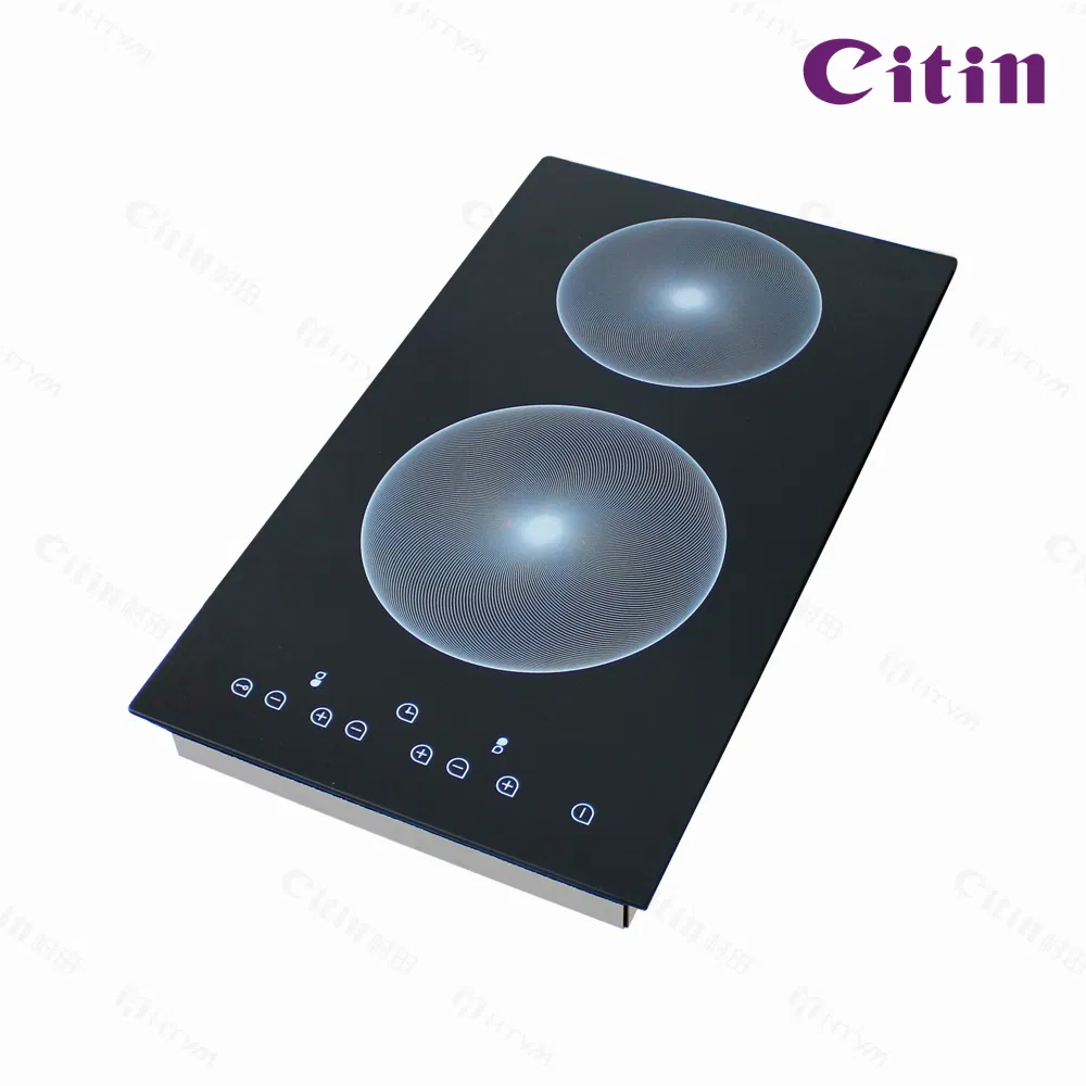 Dual Ceramic Burner Electric Cooktop – Vertical Integrated Hob with Touch Tech