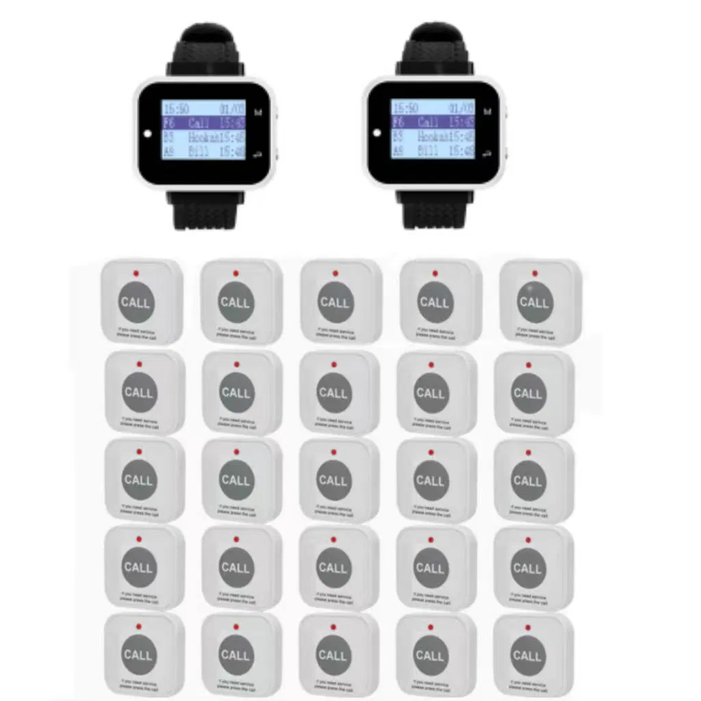 Catel Restaurant Wireless Calling System 2 Watch Receivers & 25 Call Buttons