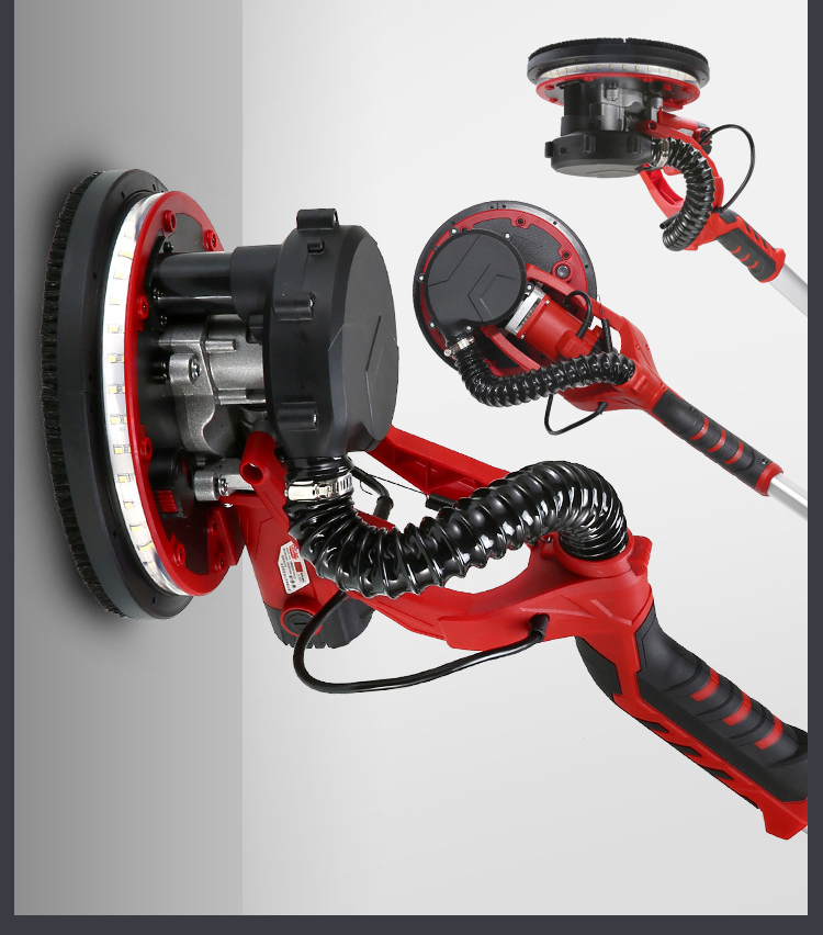 Variable Speed Hand Held Electric Orbital Sander Drywall 1390W Power Dust Free Wall Sander with Extendable Handle, LED Light