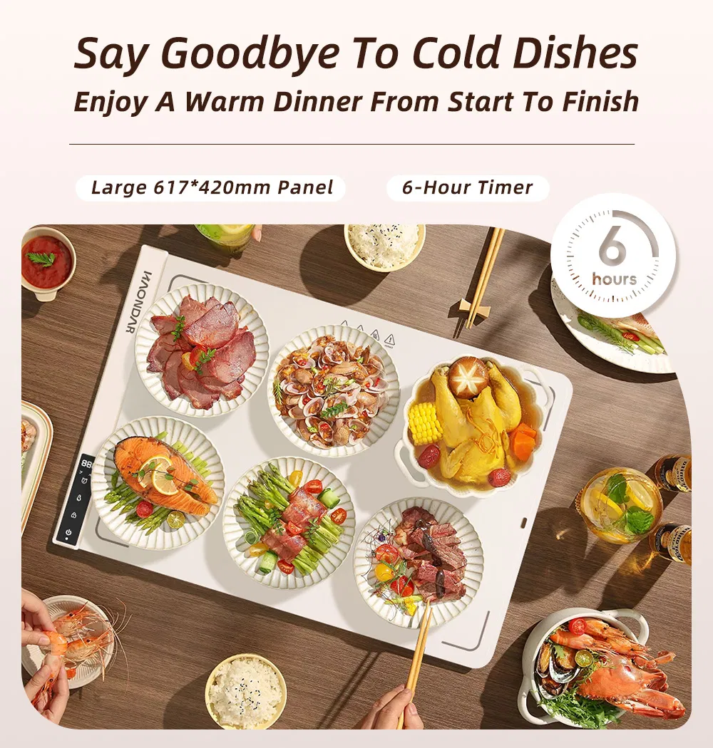 Foldable Food Warming Mat with Adjustable Temperature Control