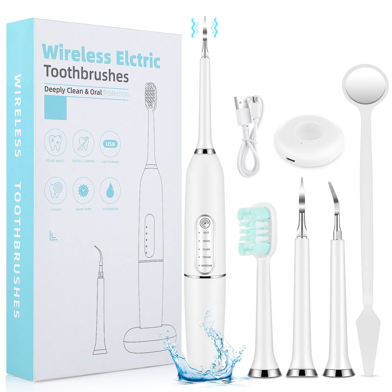 Multi-Function Smart Sonic Electric Toothbrush Dental Cleaner, Calculus Remover 5-Mode Wireless Charging