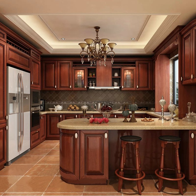 Solid Wood Kitchen Cabinet Designs for Prefab Houses