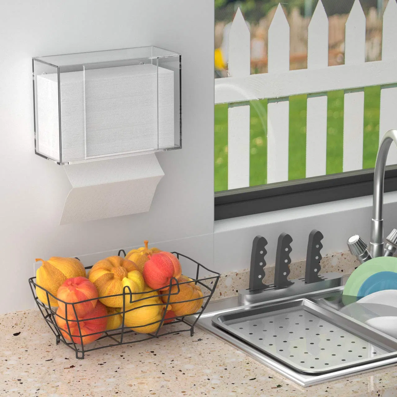 Clear Acrylic Wall Mount Multifold Paper Towel Dispenser with Lid