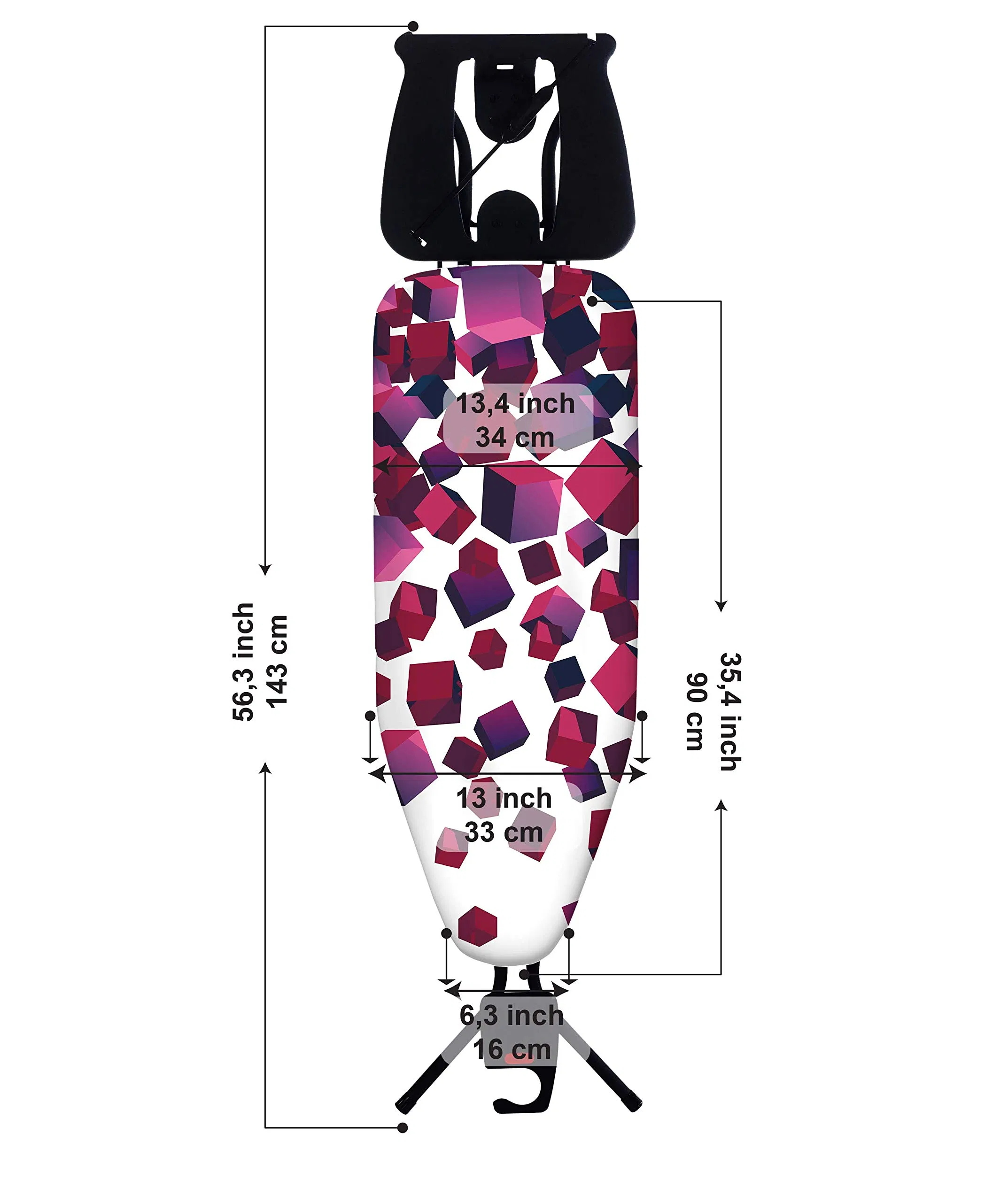 Colorful Foldable Space Saving Ironing Board Easy Storage Adjustable Height with Extra Cover