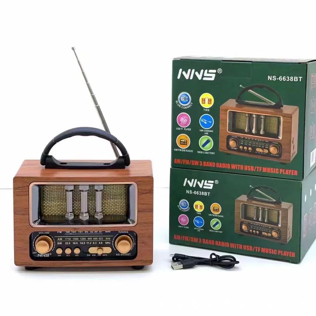 Ретро радио NS-6638BT с Bluetooth, деревянный корпус