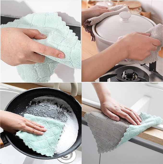 Microfiberkitchen Towel Quick Dry Washcloth Coral Velvet Dishtowel