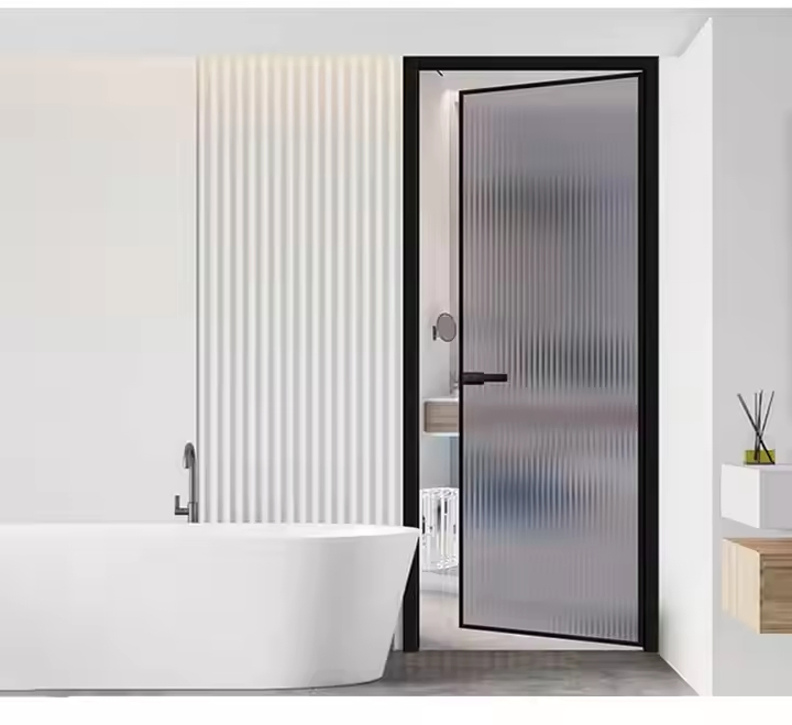 Double Tempered Glass Aluminum Washroom Doors Bathroom Doors Outstanding Quality Outdoor Swing Doors