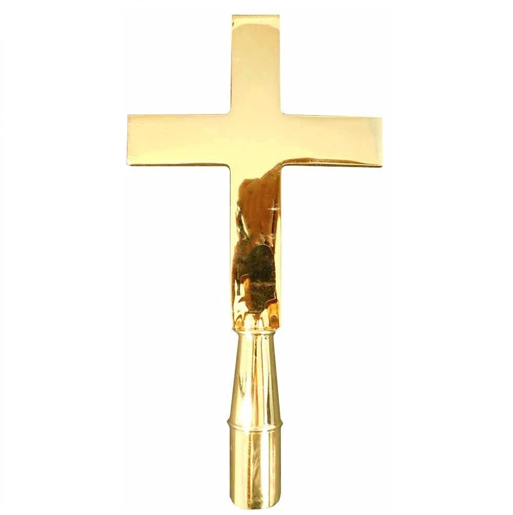 Indoor Precision Processing Brass Cross 5'' X 6-1/8'' Flag Pole Topper for Indoor Flagpole Finial Topper Spear Ornament