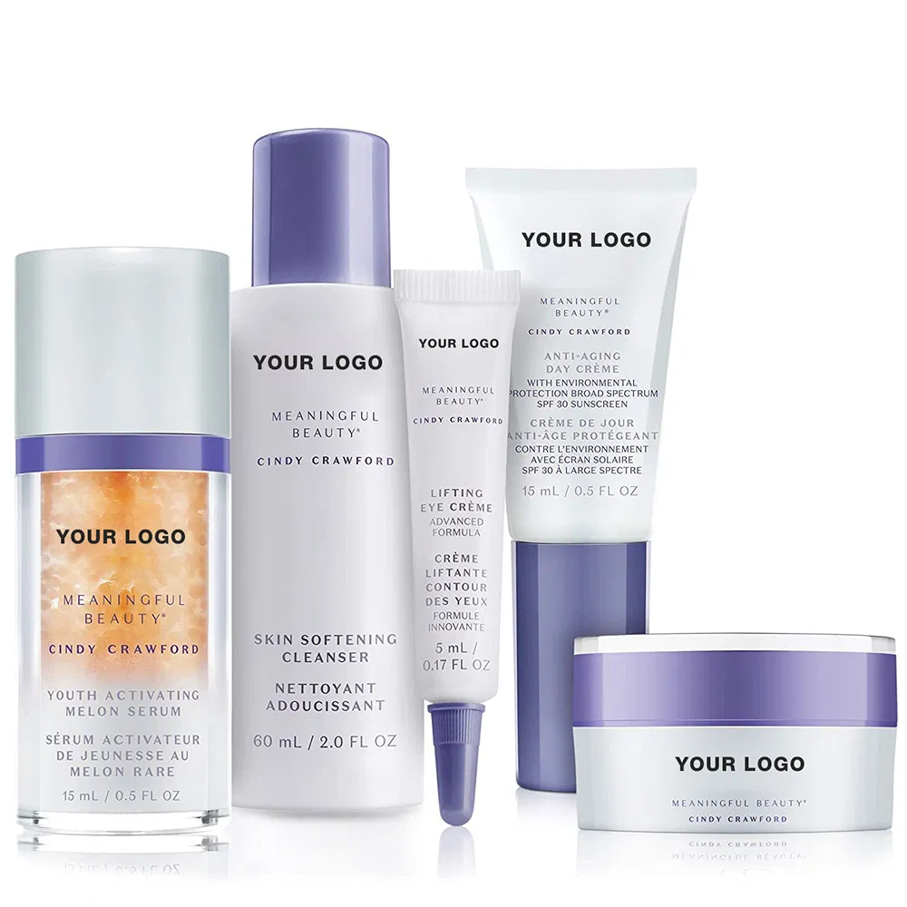 Private Label Face Treatment Serum Cream Anti Acne Facial Cleanser Eye Gel Skincare Set