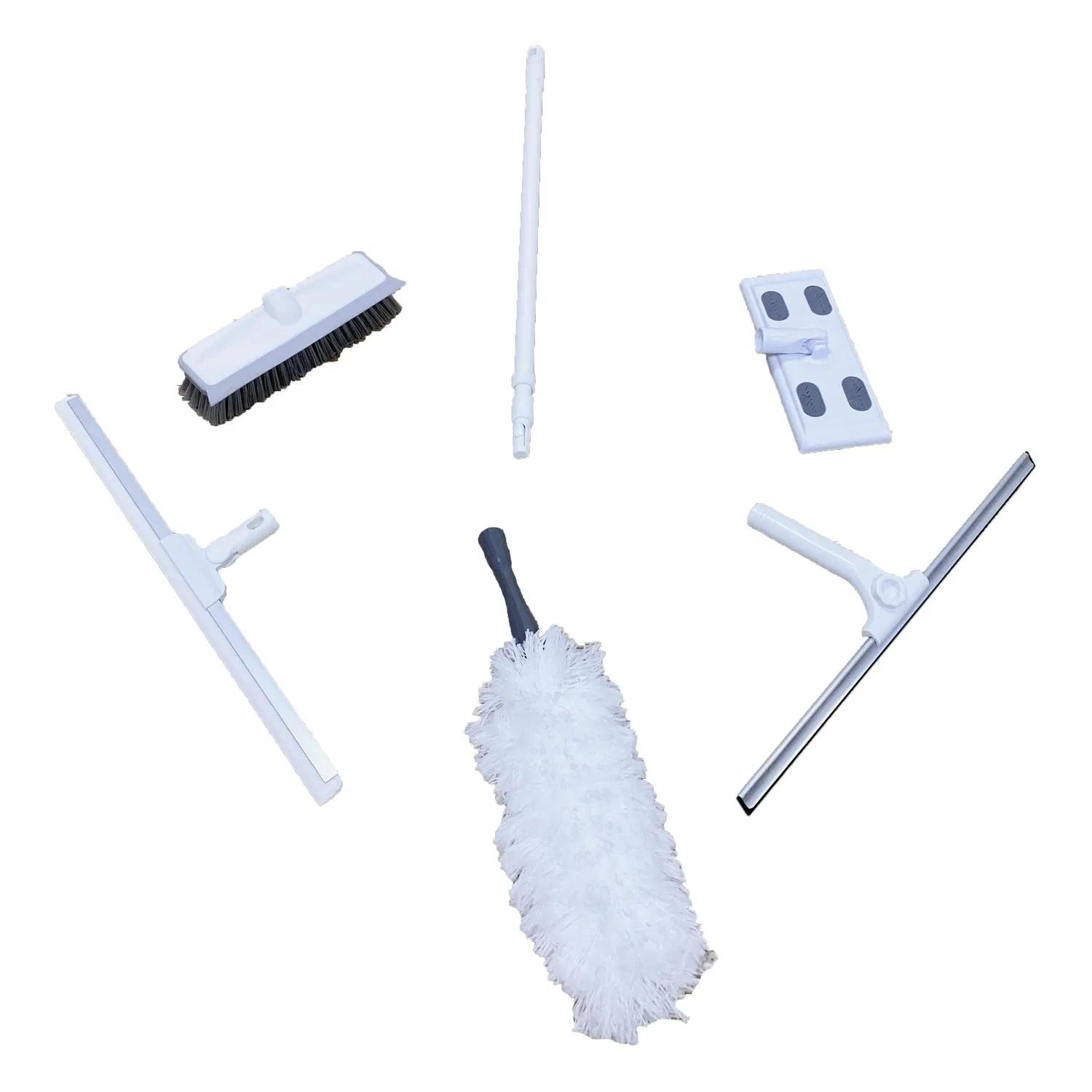 Microfiber Yarn Duster Home Cleaning Sets with One Pole Mini Non-Woven Mop Window Squeegee Broom Telescopic Handle Button Spring Screw Floor Squeegee