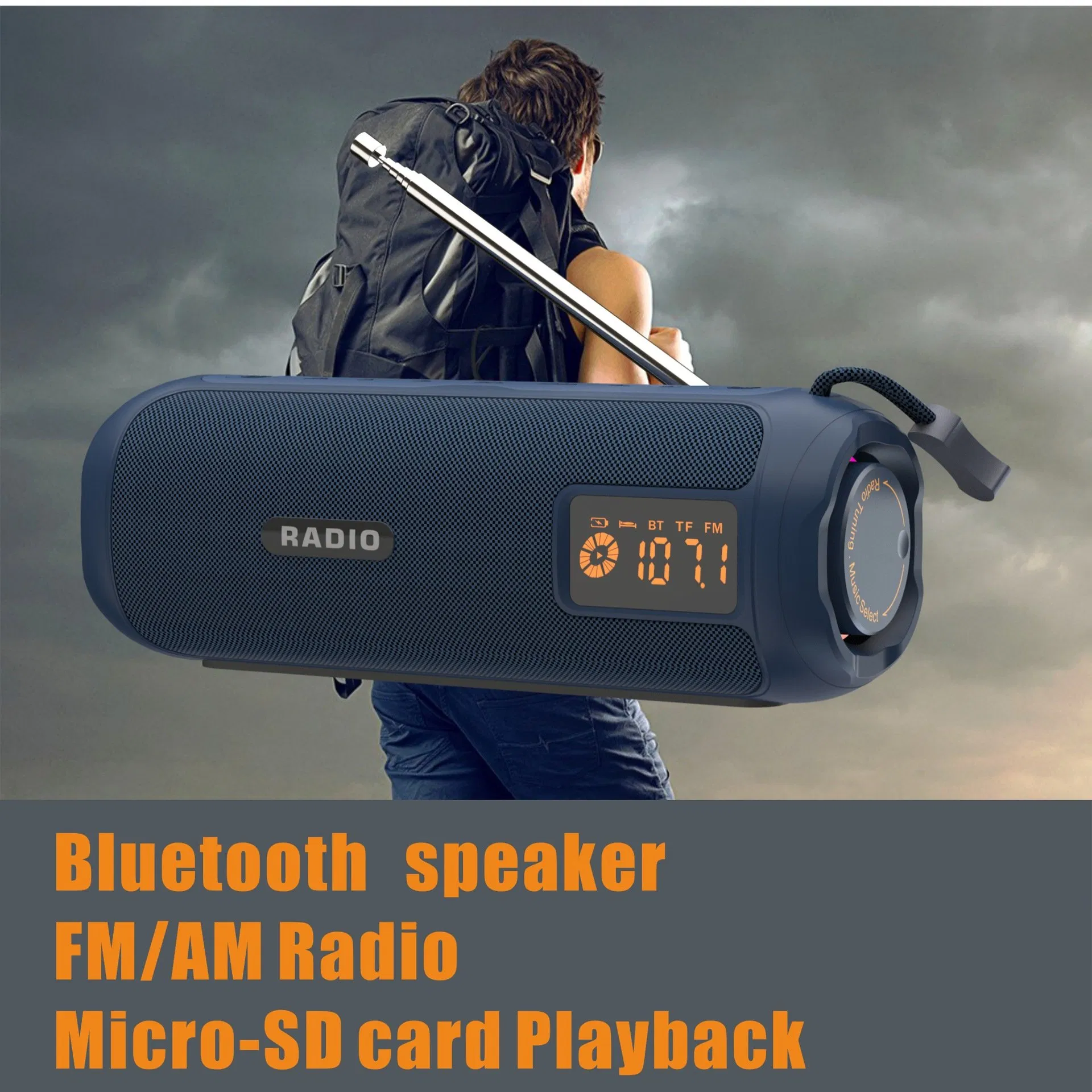 Portable Outdoor Bluetooth Speaker with Knob Tuning and Radio