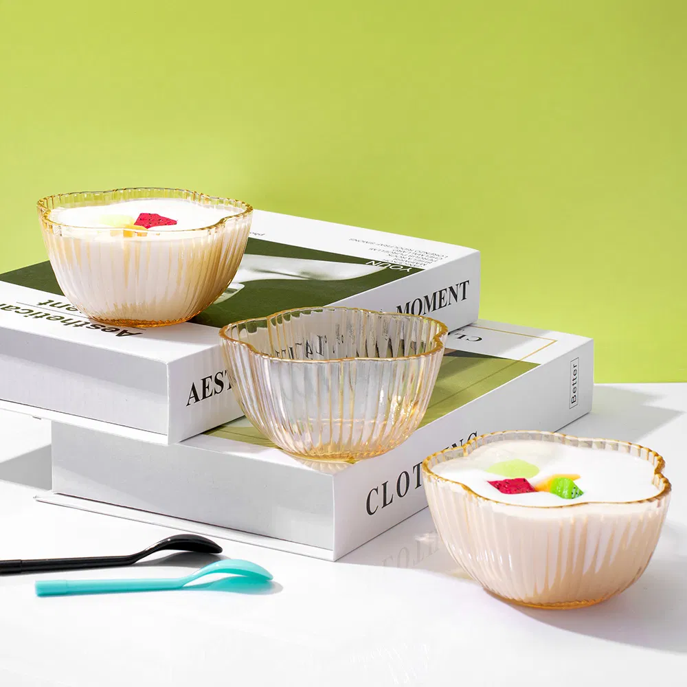 Custom 250ml Empty Glass Salad Bowl Wholesale New Design for Serving Fruit, Ice Cream, Candy