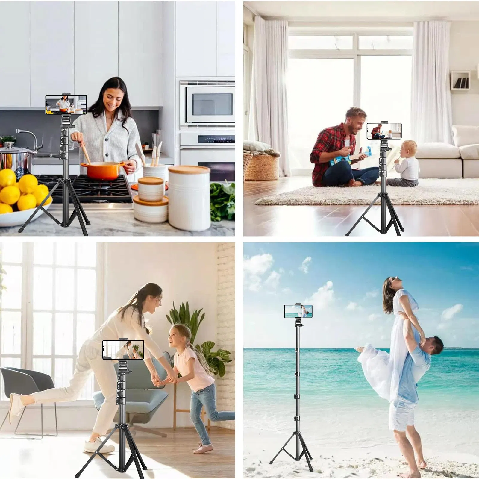 Portable 70-Inch Telescopic Phone Tripod with Remote Control