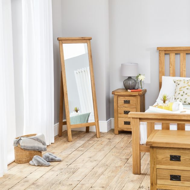 Floor Full Length Rustic Solid Oak Mirror for Living Room Bedroom Dressing Mirrors