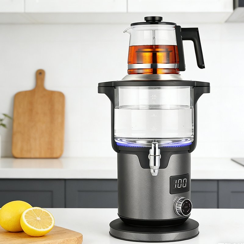 Electrical Appliance 4.5+1.1L Double Layer Tea Maker Machine Automatic Keep Warm Function Samovar Kettles with Glass Teapot