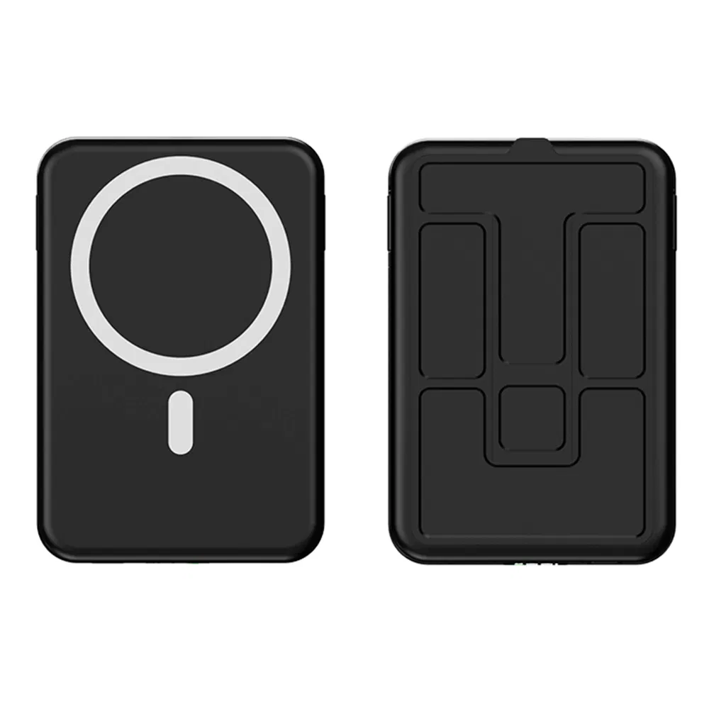 Zkd-01 10000mAh Portable Charger 15W Magsafe Magnetic Wireless Power Bank Built in IP + Type C Cables and Stand