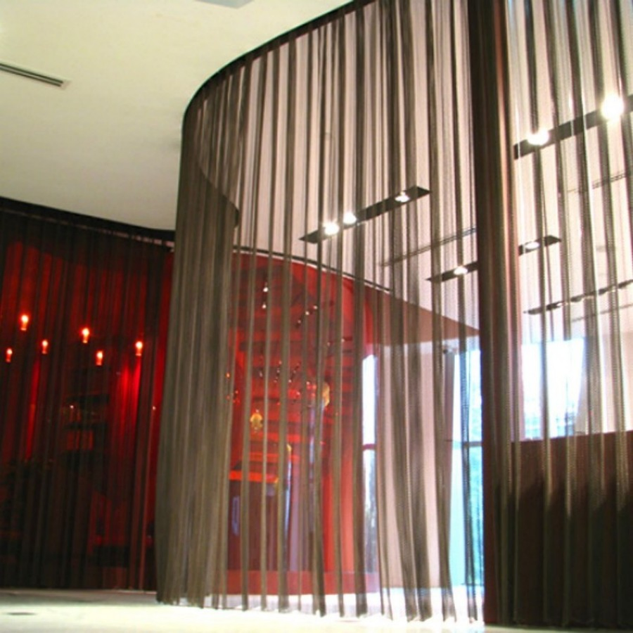 Decorative Brass Metal Coil Mesh Curtain - for Hotel Lobby Ceiling Decoration & Restaurant Partition Design