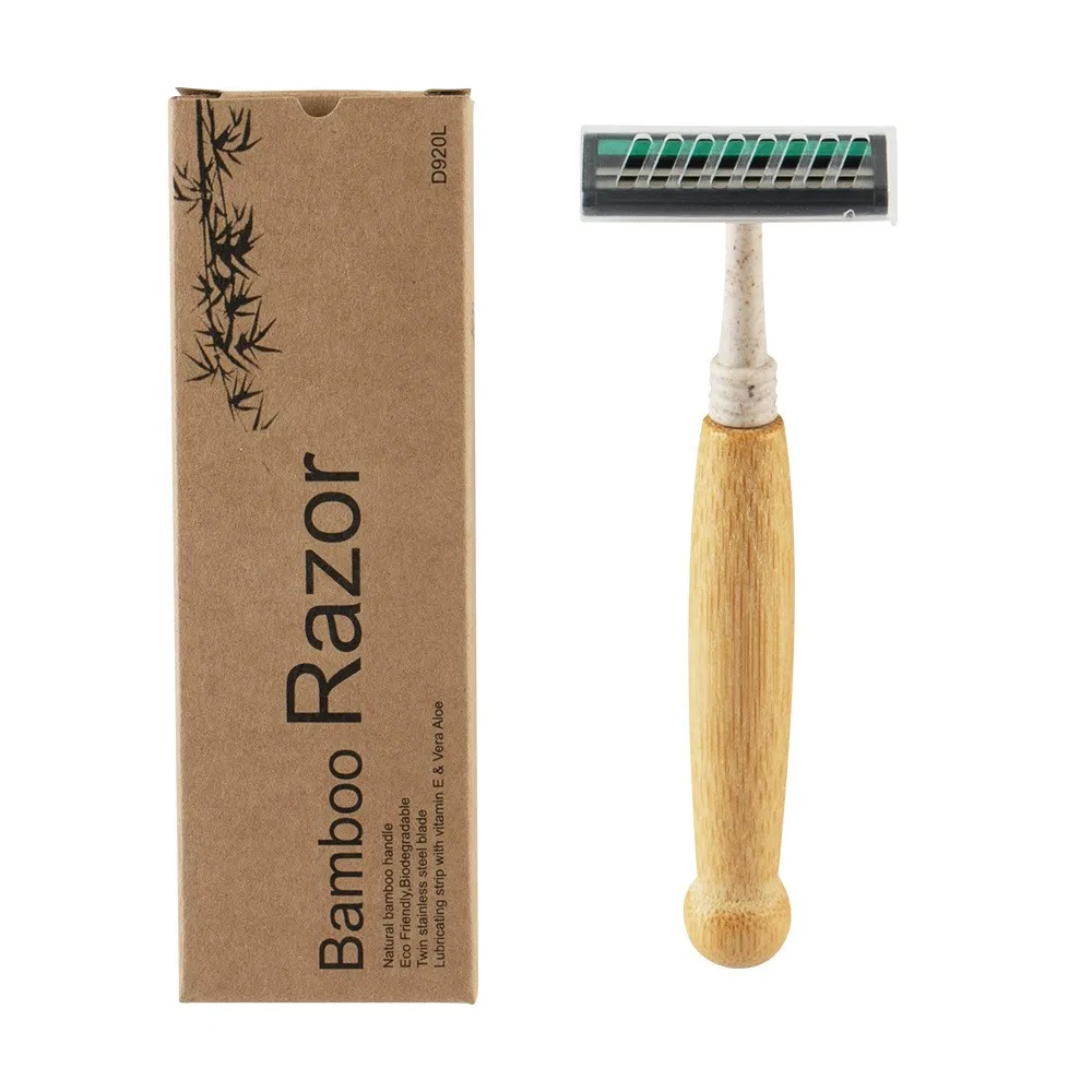 Hotel Supplies Biodegradable Disposable Razor Eco-Friendly Natural Bamboo Shaving Kit for Men