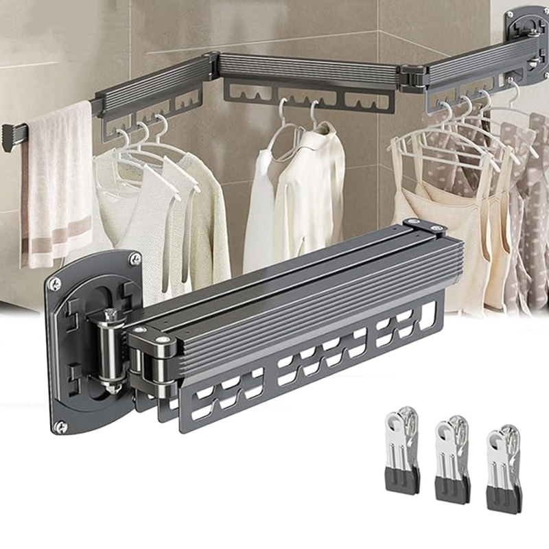Foldable Expandable Laundry Drying Rack Wall Mounted Balcony Clothes Towel Laundry Hanging Drying Rack for Balcony Clothes