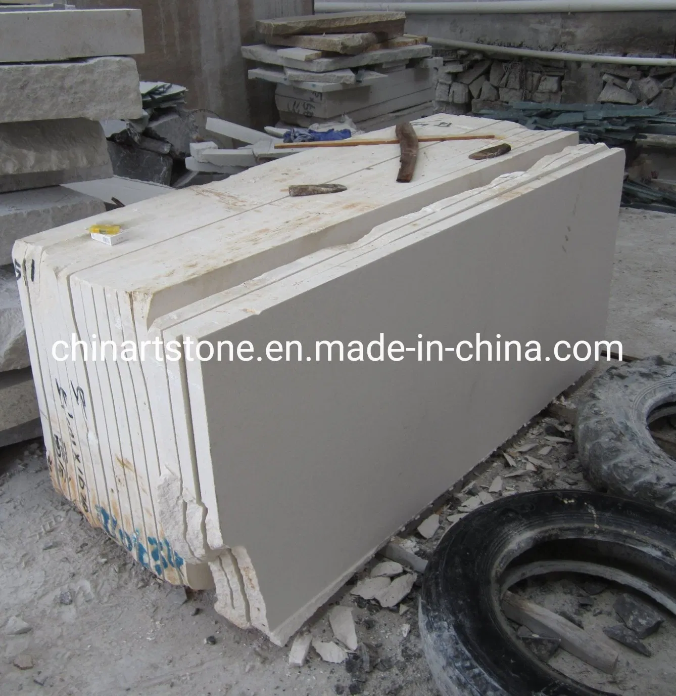 Pinta Cream/White Limestone Marble Slab for Villa Wall Tile