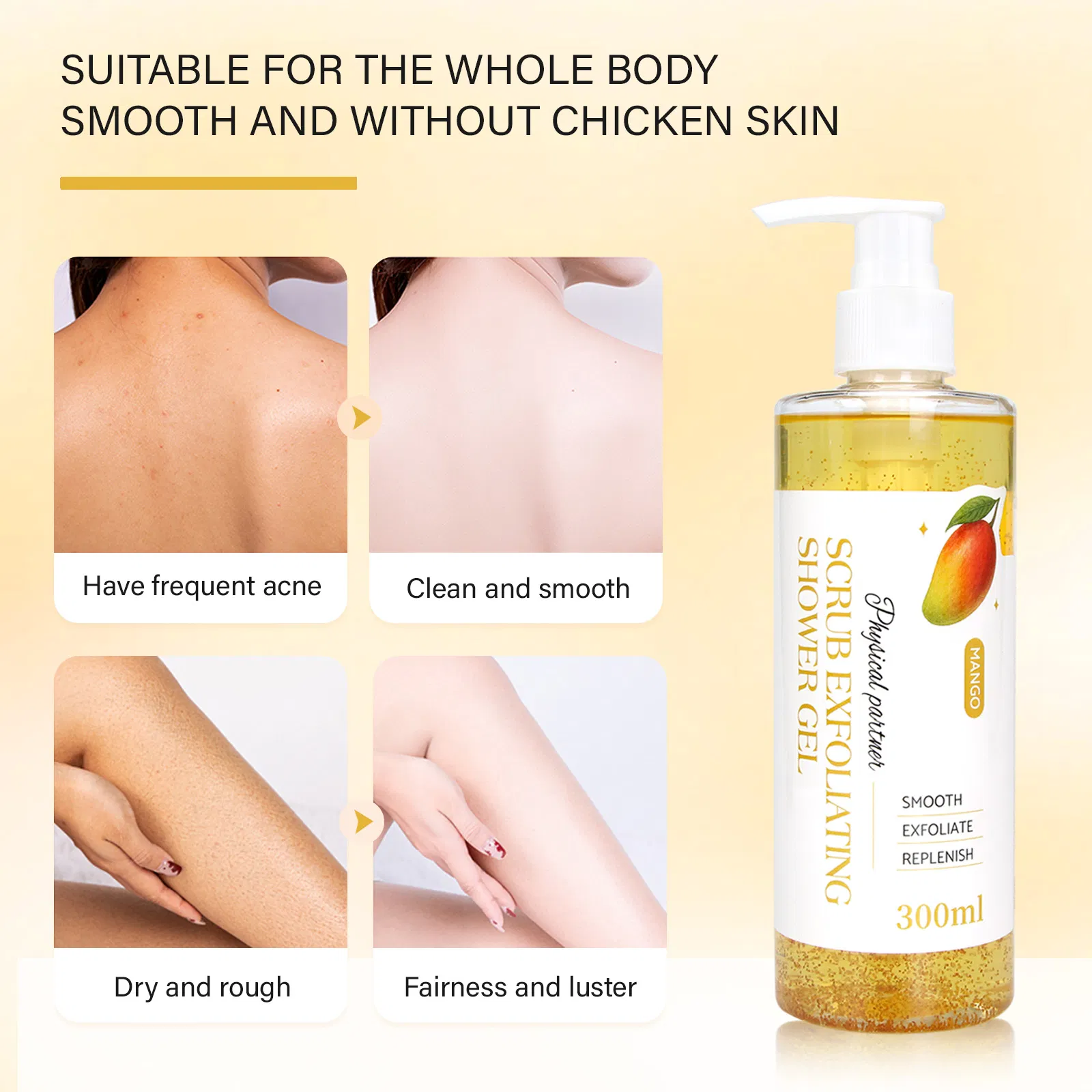 Beauty Cosmetics Body Care Invigorates Brightens Skin Mango Scrub Exfoliating Shower Gel