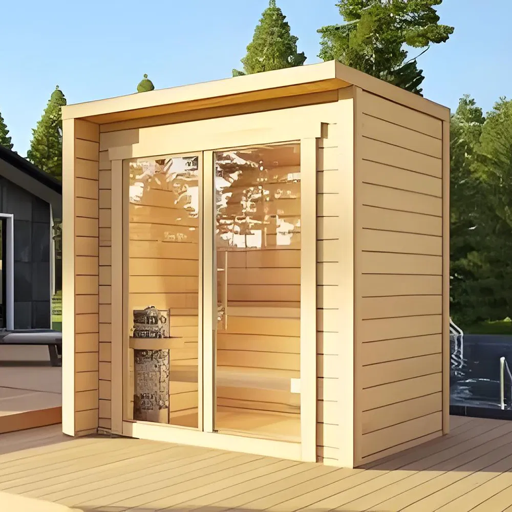 Luxury Combination Sauna Steam Outdoor Sauna for 2 Person Canadian Solid Wood Sauna
