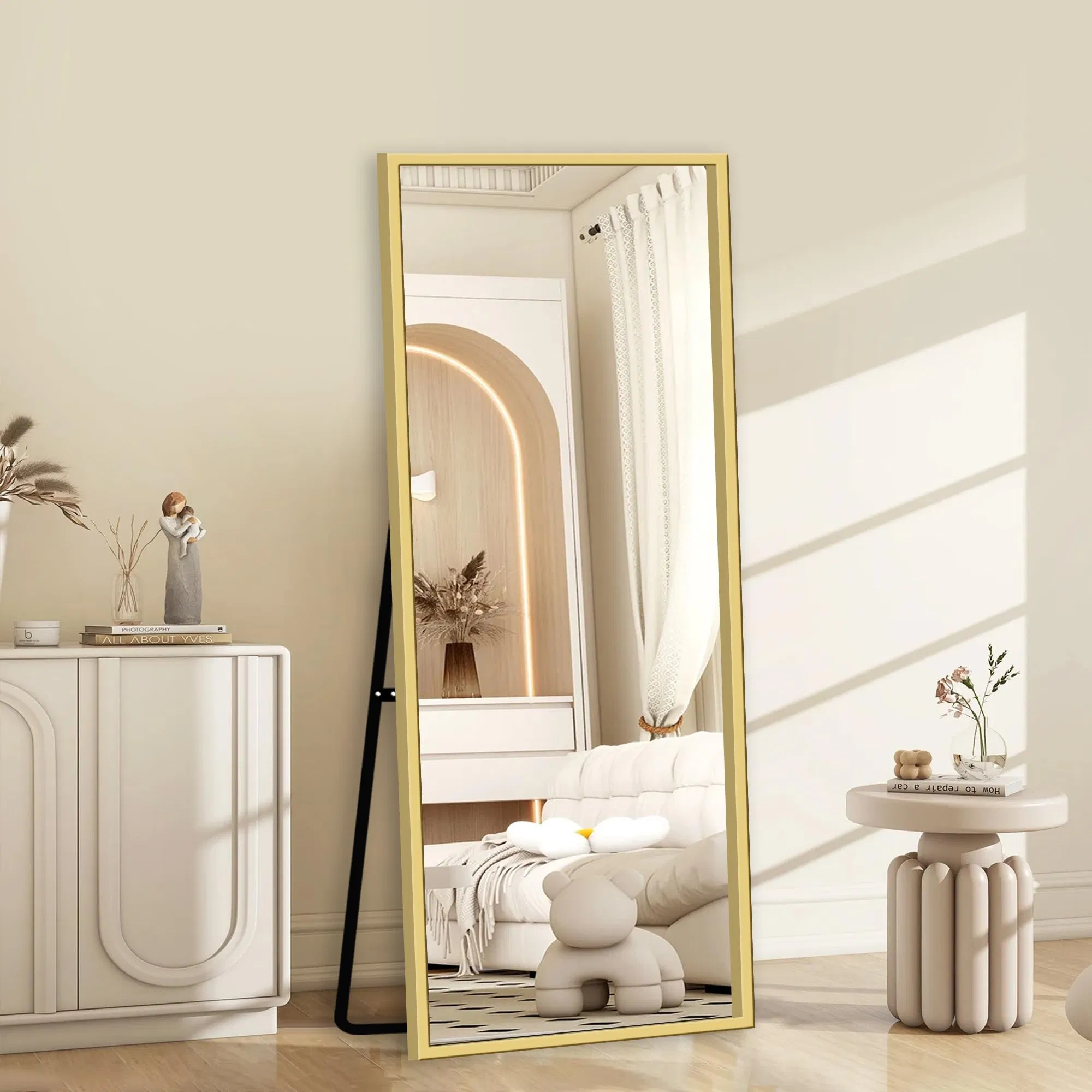 Full Length Mirror with Stand Aluminum Alloy Floor Mirror Wall-Hanging & Tilting Design for Bedroom, Living Room, Dressing Room