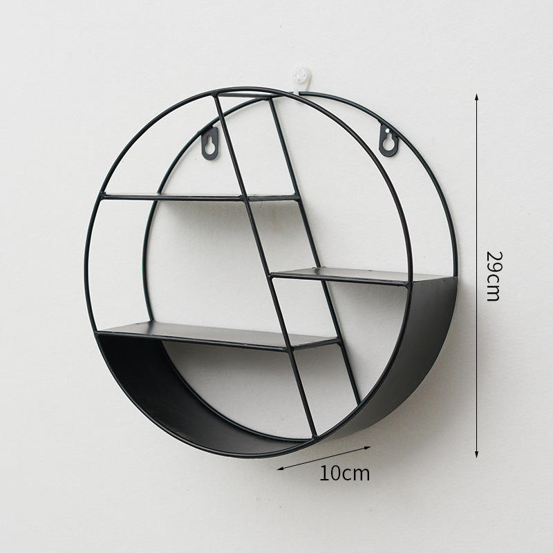 Iron Art Round Creative Storage&Organization Living Room Wall Hanging Display Racks