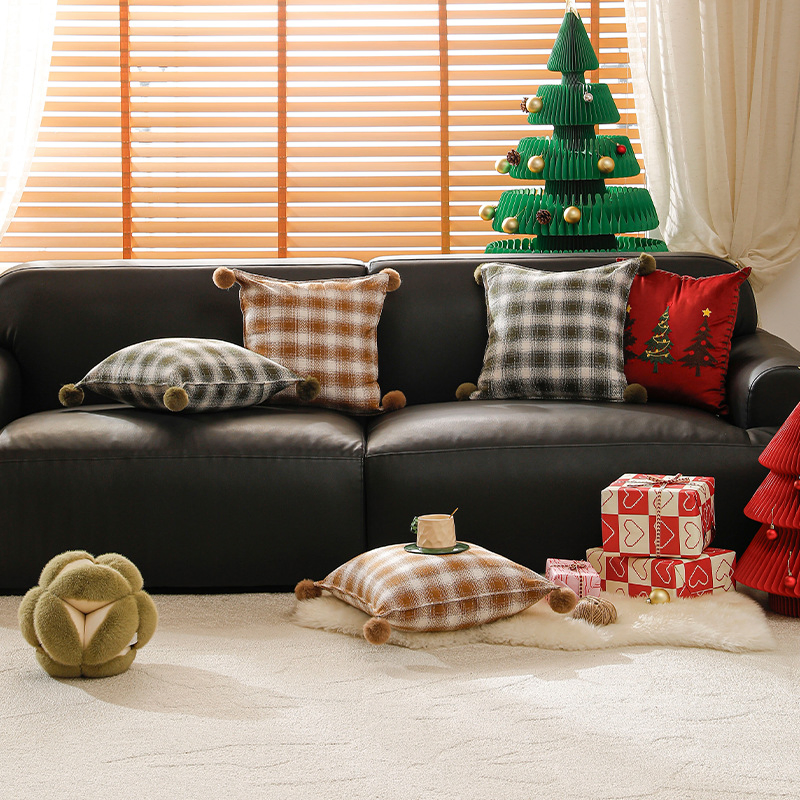 Stylish Cotton Plaid Sofa Cushion Cover for Cozy Living Spaces