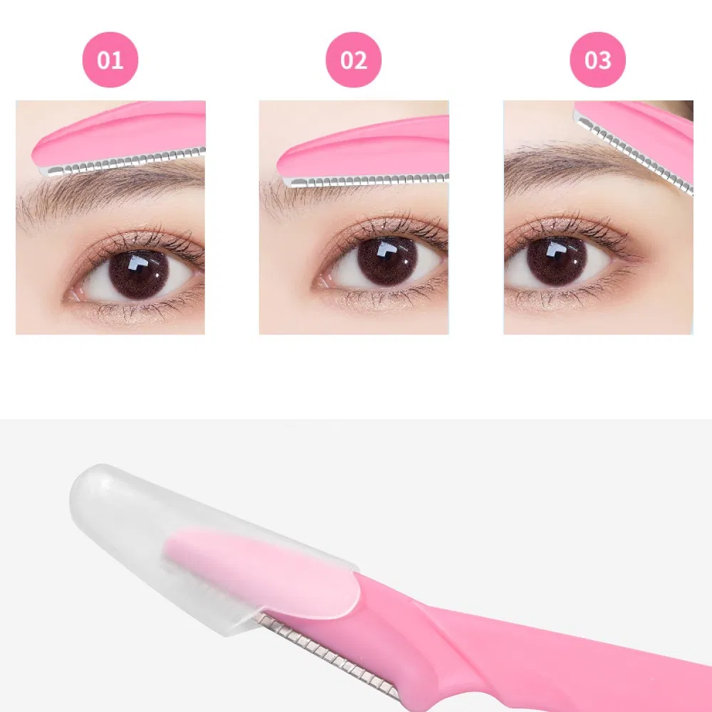 Factory Wholesale Beauty Tools Safety Pink Stainless Steel Razor Eyebrow Trimmer