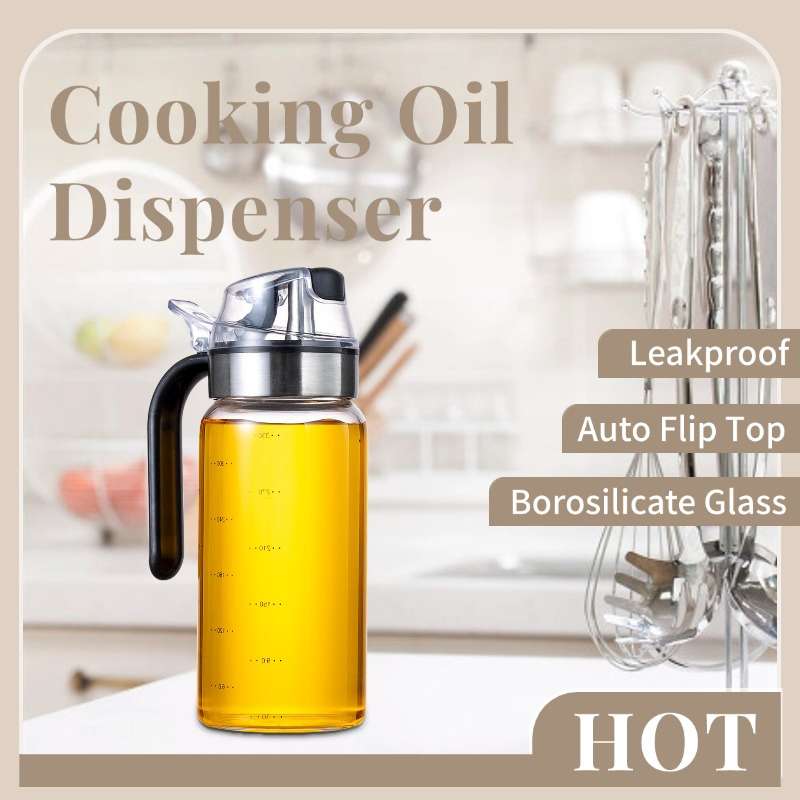 Olive Oil Dispenser Bottle Auto Flip Bottles for Kitchen 12oz 18oz with Leakproof Cap Easy Clean and Vinegar Dispenser Set