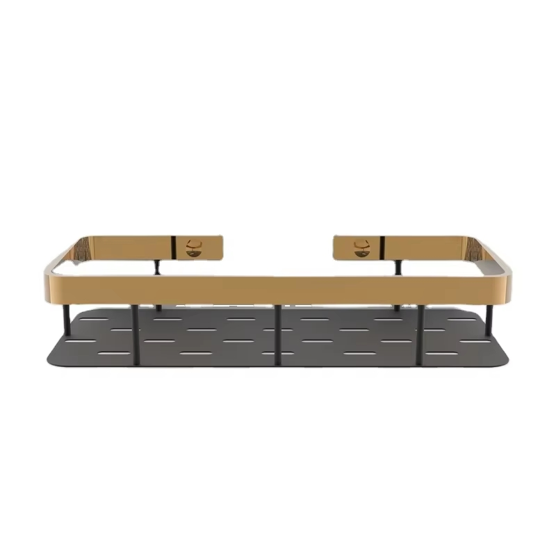 Настенная полка для ванной черно-золотая