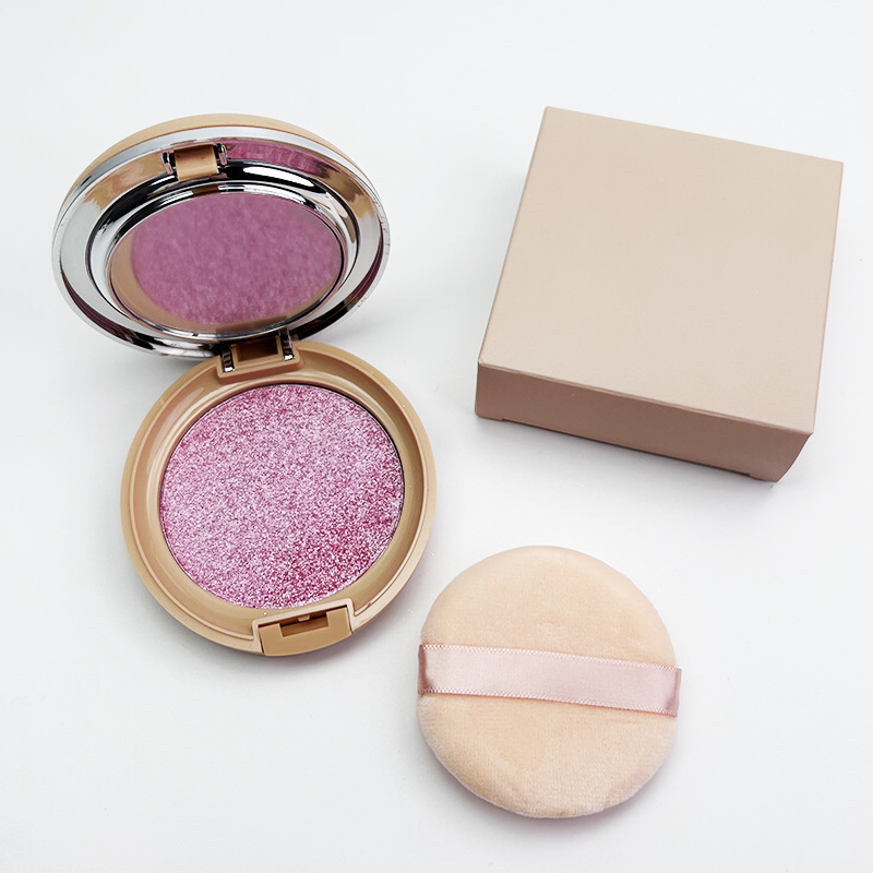 Wholesale Vegan Pressed Powder Shimmer Highlighters Makeup Private Label Custom Shiny Pink Highlighter