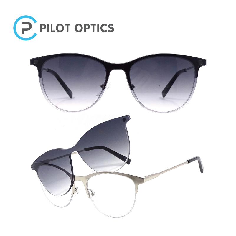 Pilot Optics Fashion Custom Logo Clip on Frames Metal Tempered Optical Frames